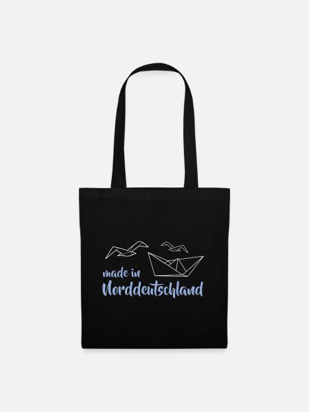 Made in Norddeutschland Möwe Boot Origami - Stoffbeutel - Schwarz