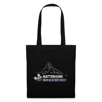 Matterhorn mit Edelweiß - Stoffbeutel - Schwarz - Vorne
