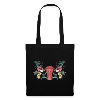 Utérus fleuri Doula Labor Coach Sage-femme - Sac en tissu - noir - Devant