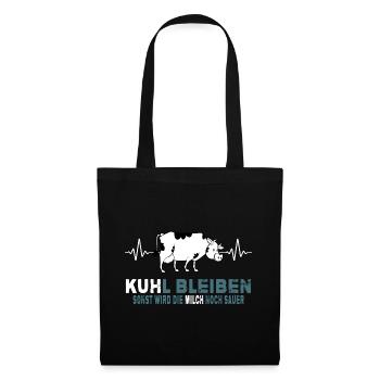 landleben cool kuhl bleiben kuh bauernhof - Stoffbeutel - Schwarz - Vorne