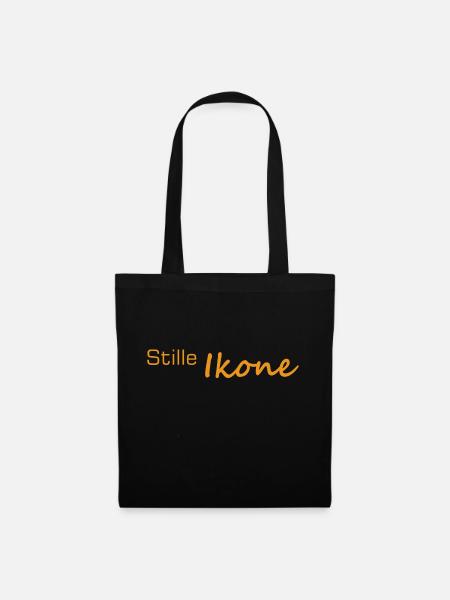 Stille Ikone Schrift in Orange - Stoffbeutel - Schwarz