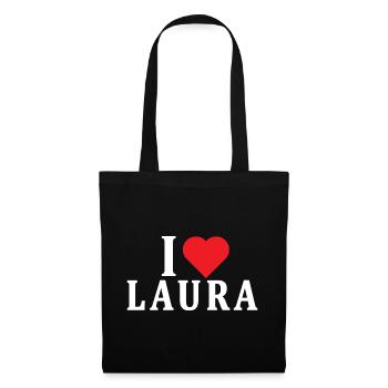 t-shirt J’adore Laura idée cadeau t-shirt - Sac en tissu - noir - Devant