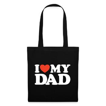 I love my Dad Herz Shirt - Stoffbeutel - Schwarz - Vorne
