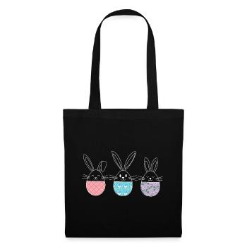 Easter, Cute Easter Bunnies Easter Eggs Drawing - Tote Bag - black - Front