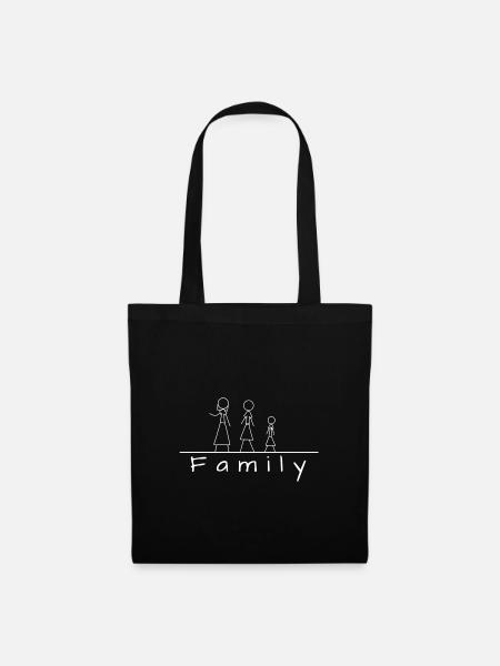 Stick figure family - Tote Bag - black