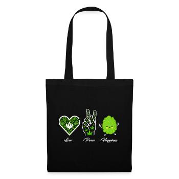 Love, Peace and Happiness - Stoffbeutel - Schwarz - Vorne