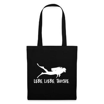 Lebe Liebe Tauche Taucher Tauchsport Geschenk - Stoffbeutel - Schwarz - Vorne