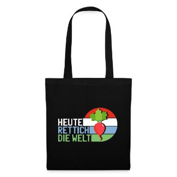 Heute Rettich Die Welt Garten Gemüse Retro Motiv - Stoffbeutel - Schwarz - Vorne