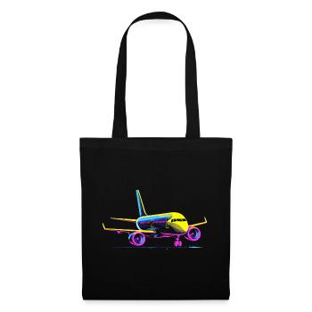 Flugzeug Cartoon Stil - Stoffbeutel - Schwarz - Vorne