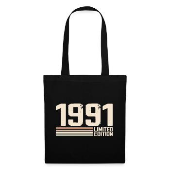1991 Jahrgang 1991 Geburtstag 1991 Retro 1991 - Stoffbeutel - Schwarz - Vorne