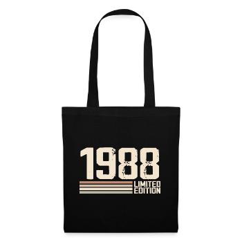 1988 Jahrgang 1988 Geburtstag 1988 Retro 1988 - Stoffbeutel - Schwarz - Vorne