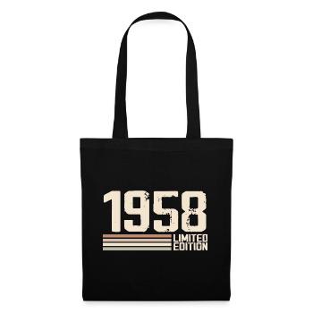 1958 Jahrgang 1958 Geburtstag 1958 Retro 1958 - Stoffbeutel - Schwarz - Vorne