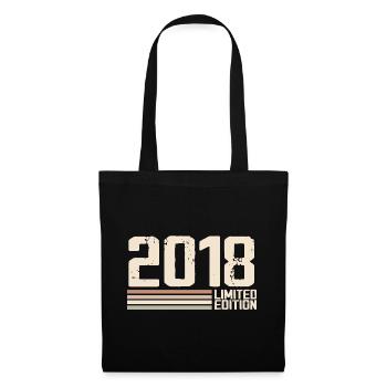 2018 Jahrgang 2018 Geburtstag 2018 Retro 2018 - Stoffbeutel - Schwarz - Vorne