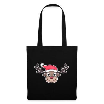 Renne cerf Chapeau de Noël Mignon - Sac en tissu - noir - Devant