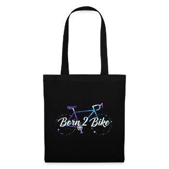 "Born 2 Bike" Himmlisches Fahrraddesign - Stoffbeutel - Schwarz - Vorne