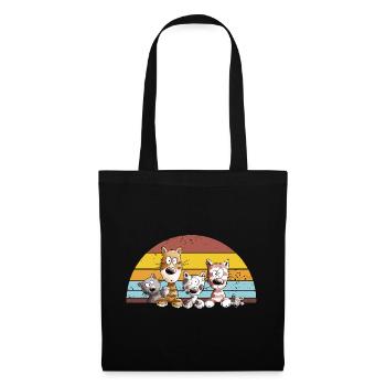 Droll Cats Dessin animé Vintage Chat Lover - Sac en tissu - noir - Devant