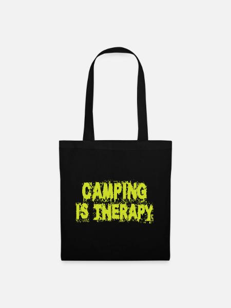 Camping is therapy - Tote Bag - black