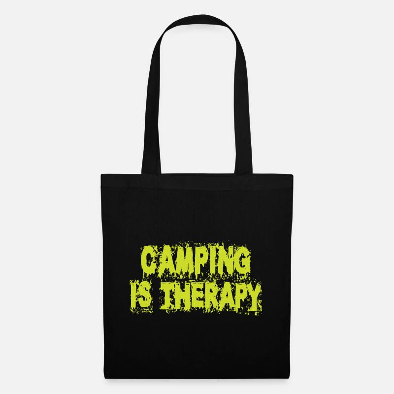 Camping is therapy - Tote Bag - black