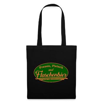 Frauen Fleisch Flaschenbier Retro Schild - Stoffbeutel - Schwarz - Vorne