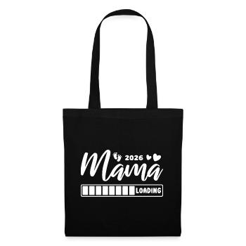 Mama 2026 loading - Schwangerschaft - Geschenk - Stoffbeutel - Schwarz - Vorne