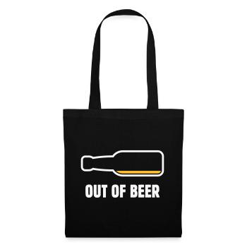 Out Of Beer (Bier / Bierchen / Biertrinker NEG 2C) - Stoffbeutel - Schwarz - Vorne