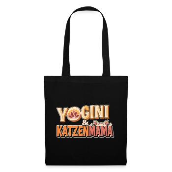 Yogini Katzenmama Geschenk Idee Geburtstag - Stoffbeutel - Schwarz - Vorne