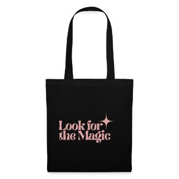 Achte auf die magischen Retro-Pink-positiven Vibes - Stoffbeutel - Schwarz - Vorne