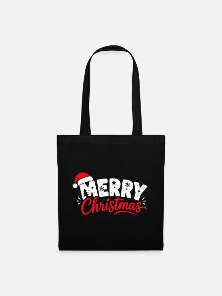 Frohe Weihnachten - Stoffbeutel - Schwarz