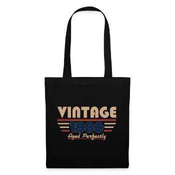 46. Geburtstag Geschenk Mann Vintage Jahrgang 1980 - Stoffbeutel - Schwarz - Vorne