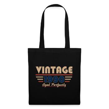 35. Geburtstag Geschenk Vintage Jahrgang 1990 - Stoffbeutel - Schwarz - Vorne