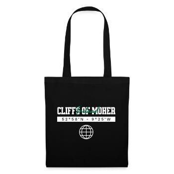 Cliffs of Moher Irland Koordinaten Reise Souvenir - Stoffbeutel - Schwarz - Vorne