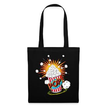 Popcorn im Pop Art Stil - Stoffbeutel - Schwarz - Vorne