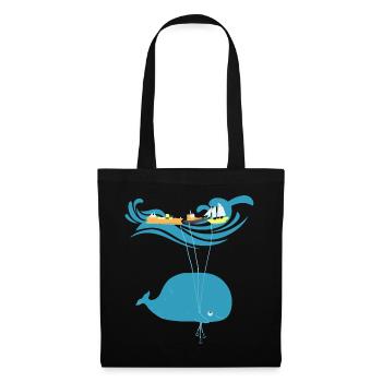 Funny Whale Balloon Sea Ship Kids Gift - Tote Bag - black - Front