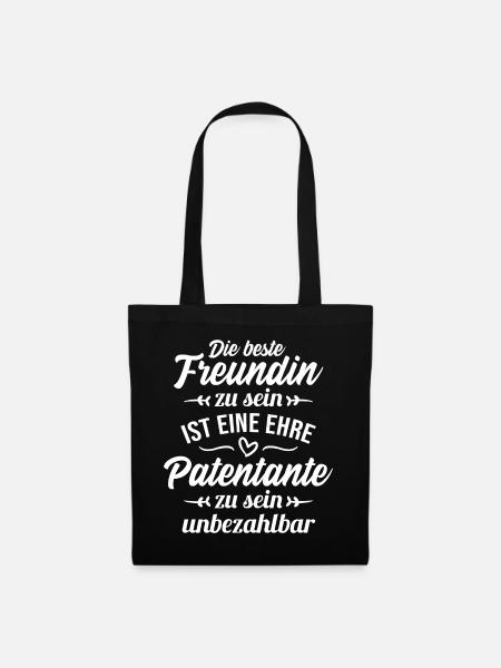 Beste Freundin und Patentante - Taufe Taufpatin - Stoffbeutel - Schwarz
