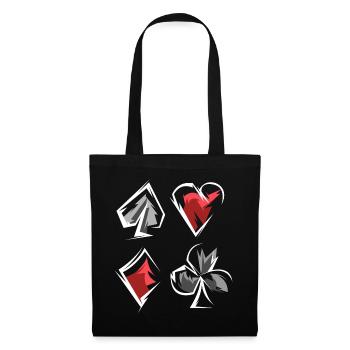Skat Poker Jeu de Cartes Jeu Couleurs Coeur de Pique Caro - Sac en tissu - noir - Devant