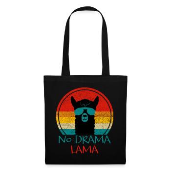 No Drama Lama | retro Lama Geschenk - Stoffbeutel - Schwarz - Vorne