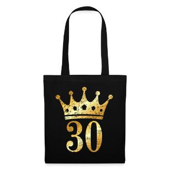 30. Geburtstag Krone (Vintage Goldgelb) - Stoffbeutel - Schwarz - Vorne