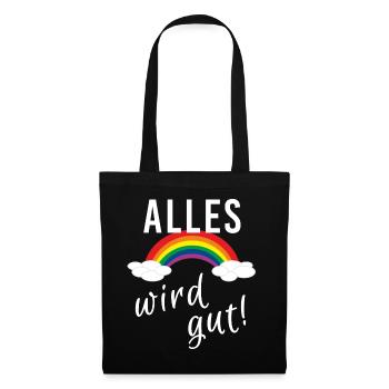 Alles wird gut Regenbogen zuhause Corona Virus - Stoffbeutel - Schwarz - Vorne
