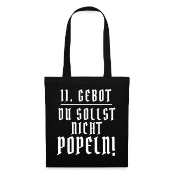11. Gebot DU SOLLST NICHT POPELN Spruch lustig - Stoffbeutel - Schwarz - Vorne