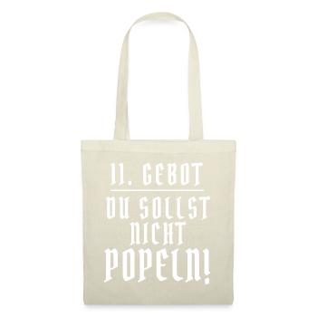 11. Gebot DU SOLLST NICHT POPELN Spruch lustig - Stoffbeutel - Natur - Vorne