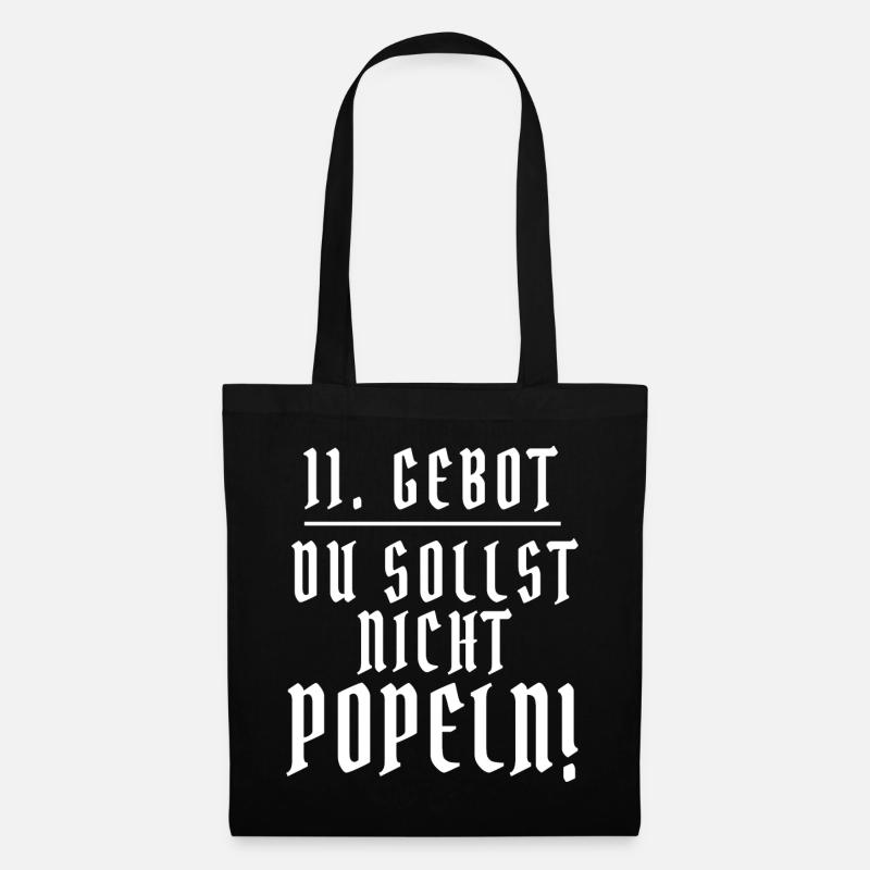 11. Gebot DU SOLLST NICHT POPELN Spruch lustig - Stoffbeutel - Schwarz