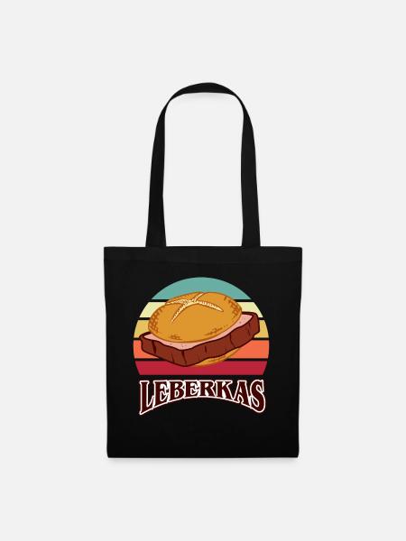 Retro - Leberkäsesemmel - Vintage - Leberkas - Stoffbeutel - Schwarz