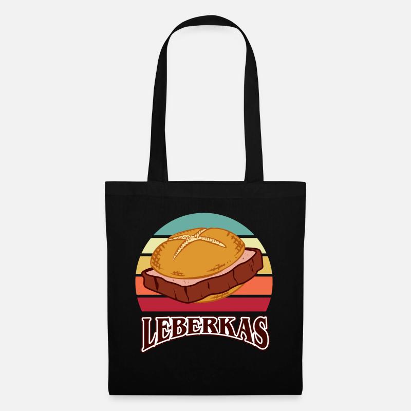 Retro - Leberkäsesemmel - Vintage - Leberkas - Stoffbeutel - Schwarz