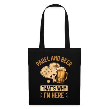 Padel et bière, c'est pourquoi je suis ici Funny Padel - Sac en tissu - noir - Devant