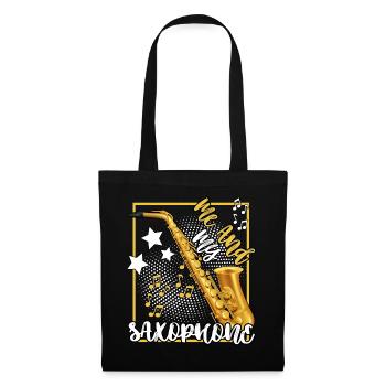 saxophone spieler laut bariton legende musik jazz - Stoffbeutel - Schwarz - Vorne