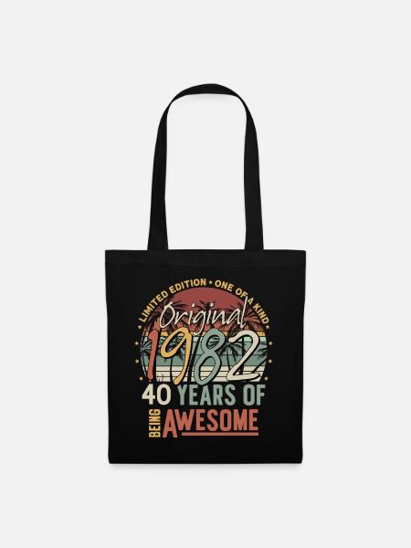 40 Geburtstag 1982 Jahrgang Vintage Geburtstag - Stoffbeutel - Schwarz
