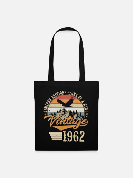 1962 Jahrgang geboren Vintage Geburtstag Retro - Stoffbeutel - Schwarz