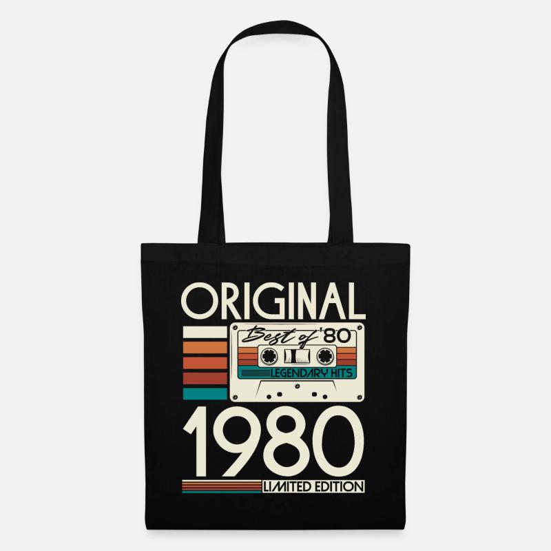 1980 Original Vintage Geburtstag Retro Geschenk - Stoffbeutel - Schwarz