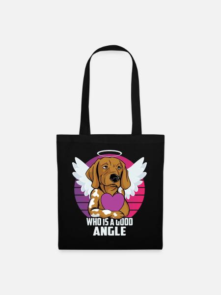 Engel Hund - Stoffbeutel - Schwarz