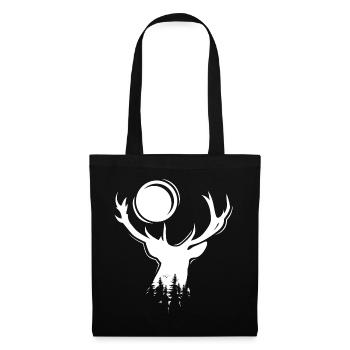 Elch Symbol Mond Hirsch Abend Wald Icon Grafik - Stoffbeutel - Schwarz - Vorne